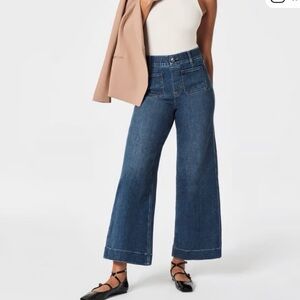 bagatelle Dark Blue Cropped Wide-Leg Jean with patch pocket